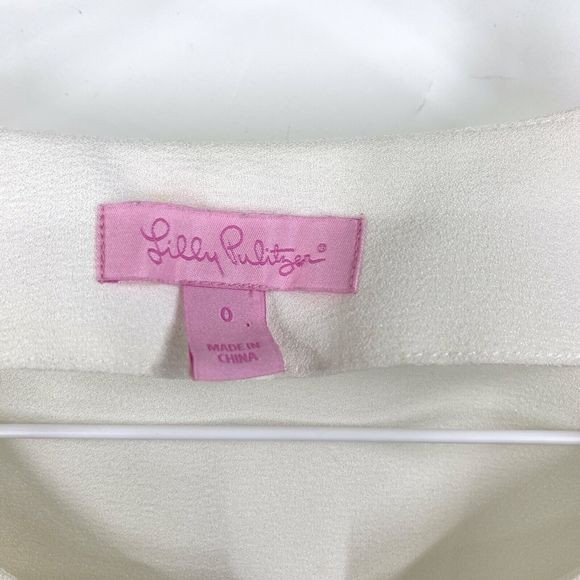 Lilly Pulitzer 0 Resort White Dallas Tunic Top Gold Embroidery Bead - Picture 4 of 12